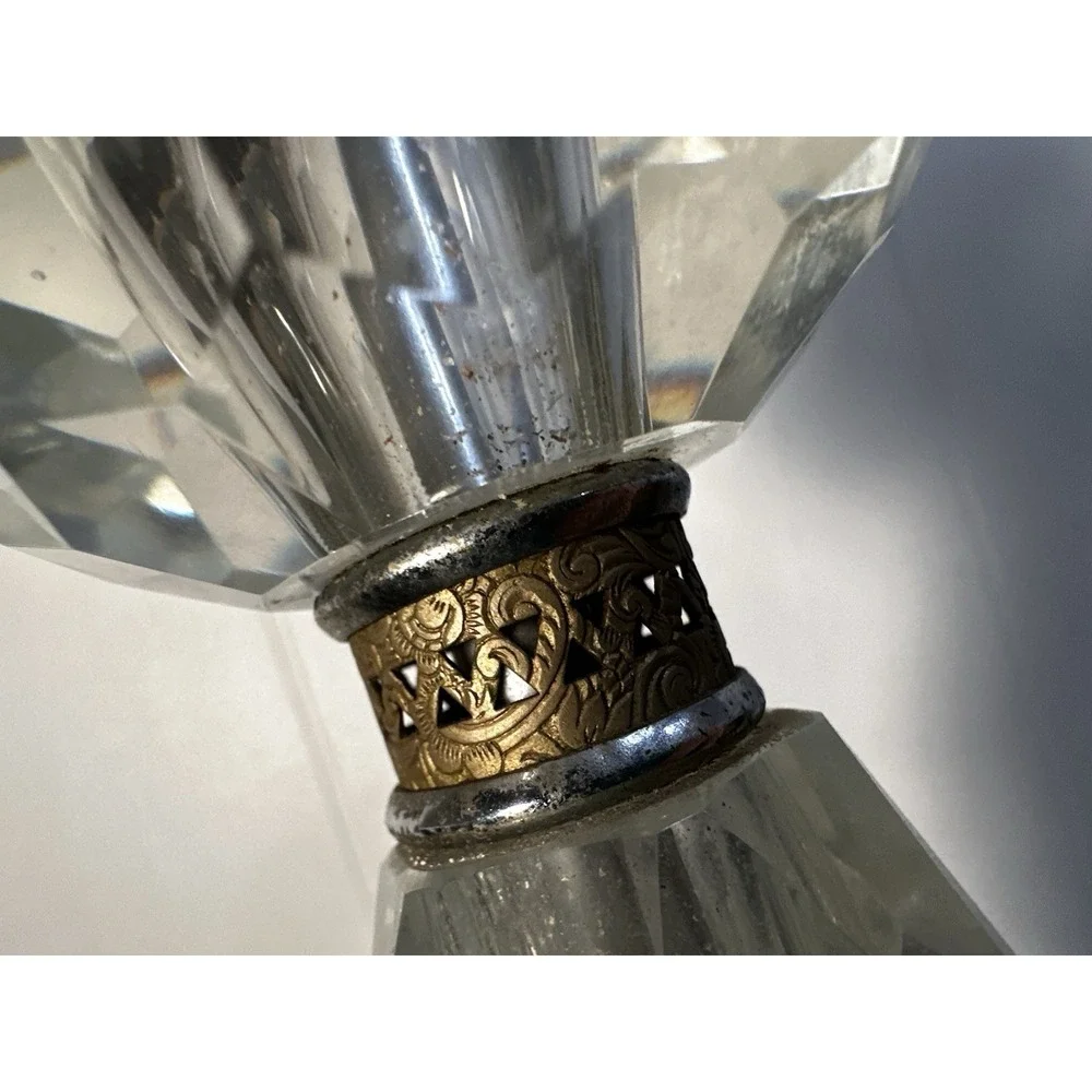Antique Hollywood Regency Crystal Lamp Stacked Berger Swivel W/‎ Filigree Base